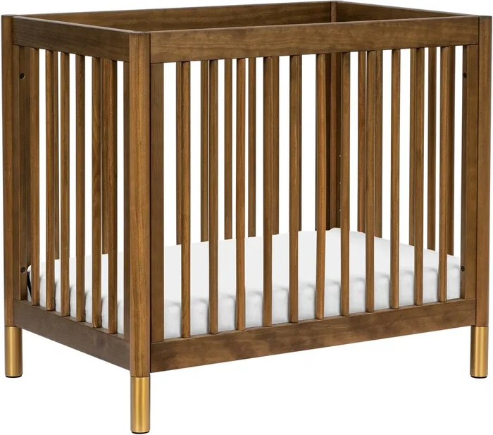 Babyletto Gelato 4-in-1 Convertible Mini Crib – Natural Walnut & Gold Feet