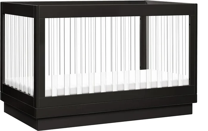 Babyletto Harlow Acrylic 3-in-1 Convertible Crib w/Toddler Bed Conversion Kit – Black / Acrylic