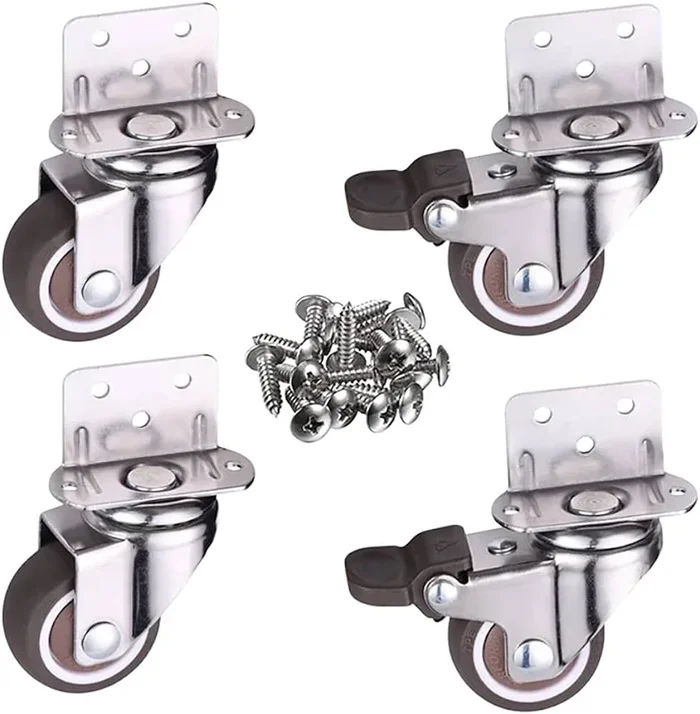 BABYLUXE CRIB RUBBER WHEEL L TYPE 1-INCH 306 DEGREE SWIVEL, 4PCS