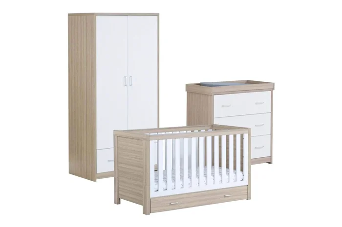 Babymore Luno 3 Piece Furniture Set with Drawer – White Oak