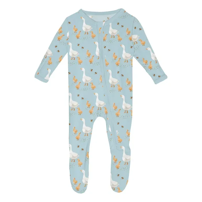 Bamboo 2-Way Zipper Footie | Sky Ducks