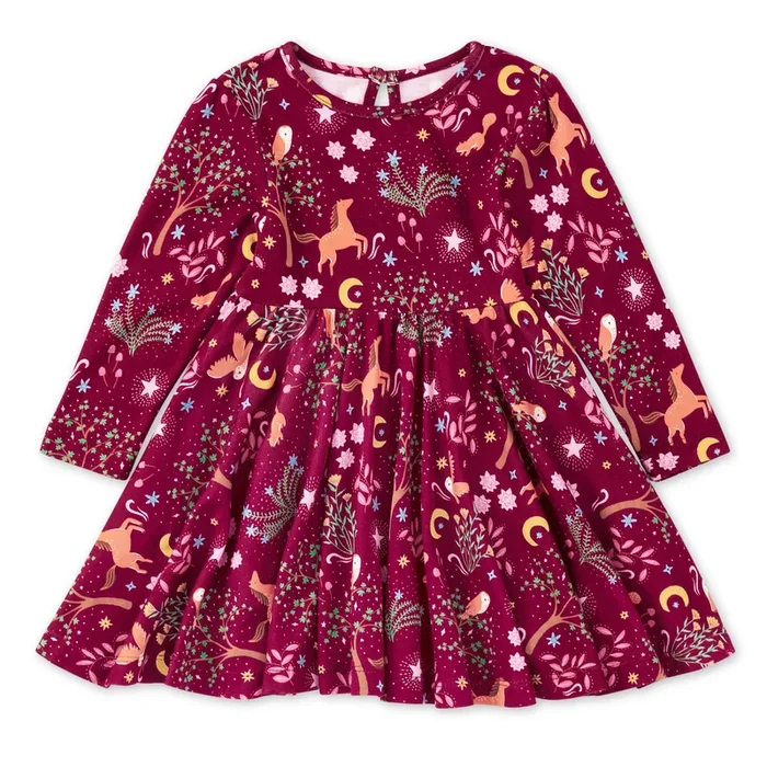 Bamboo Blend L/S Twirly Tee Dress – Woodland Dreams