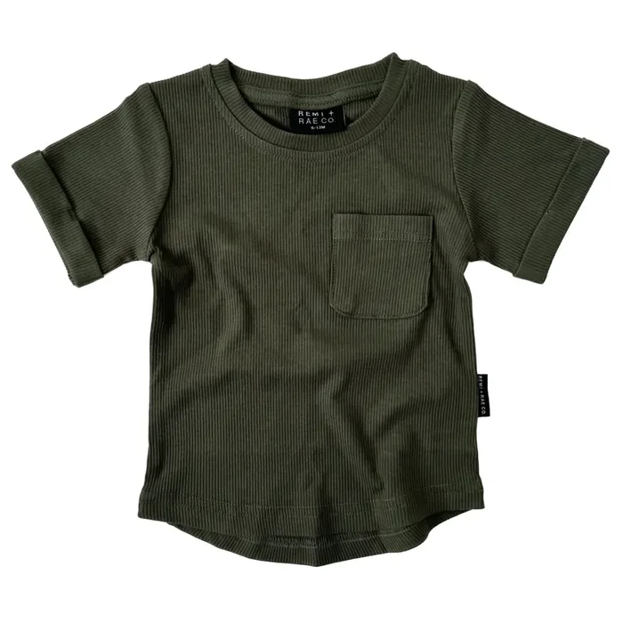 Bamboo Ribbed Pocket Tee – Hunter