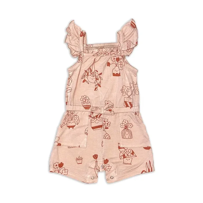 Bamboo Sleeveless Ruffle Romper Asst Prints