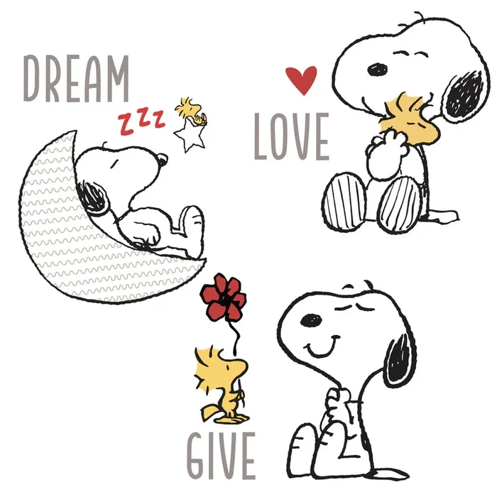 Bedtime Originals Snoopy Love Wall Decals/Stickers w/ Woodstock, Stars, & Moon
