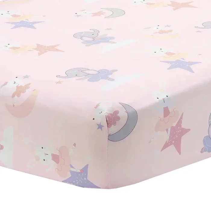 Bedtime Originals Tiny Dancer Elephant/Bunny Ballet Baby Fitted Crib Sheet – Pink