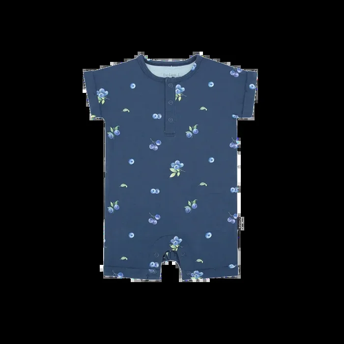 BELAN J Short Sleeve Shortall Romper – Blueberries