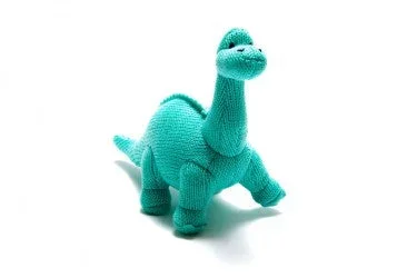 Best Years Knitted Diplodocus Dinosaur Plush Toy in Ice Blue