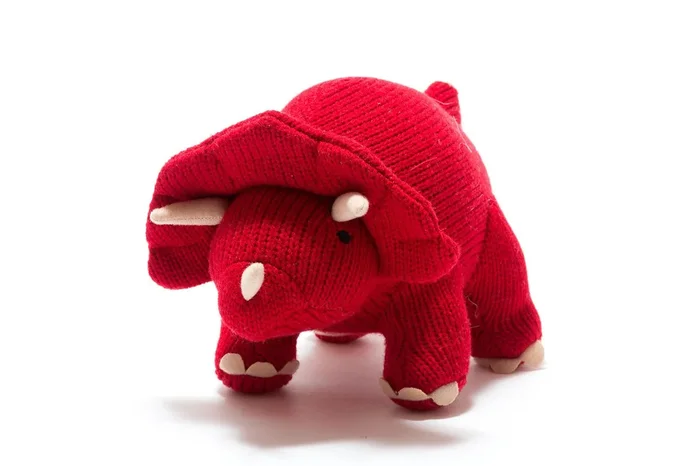 Best Years Knitted Triceratops Toy – Red