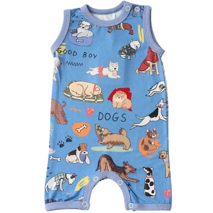 Bestaroo – Sleeveless Shortall Romper – Vintage Dogs