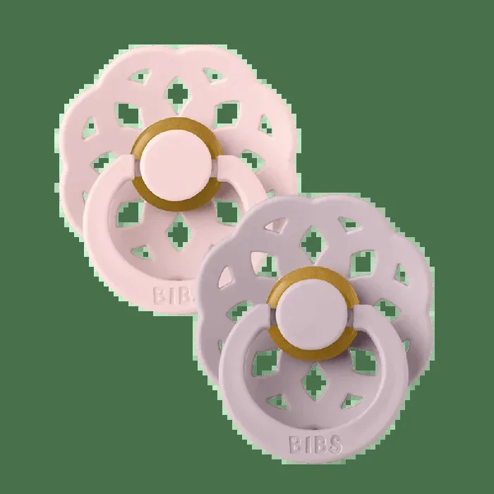 BIBS Boheme Pacifiers 2 Pack (Size 2) – Blossom/Dusky Lilac