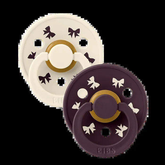 BIBS Colour Pacifiers Holiday Bow 2 Pack | Ivory/Plum