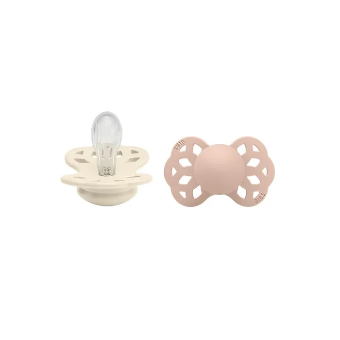 BIBS Infinity Symmetric Pacifier – 2 Pack – Ivory/Blush – Silicone