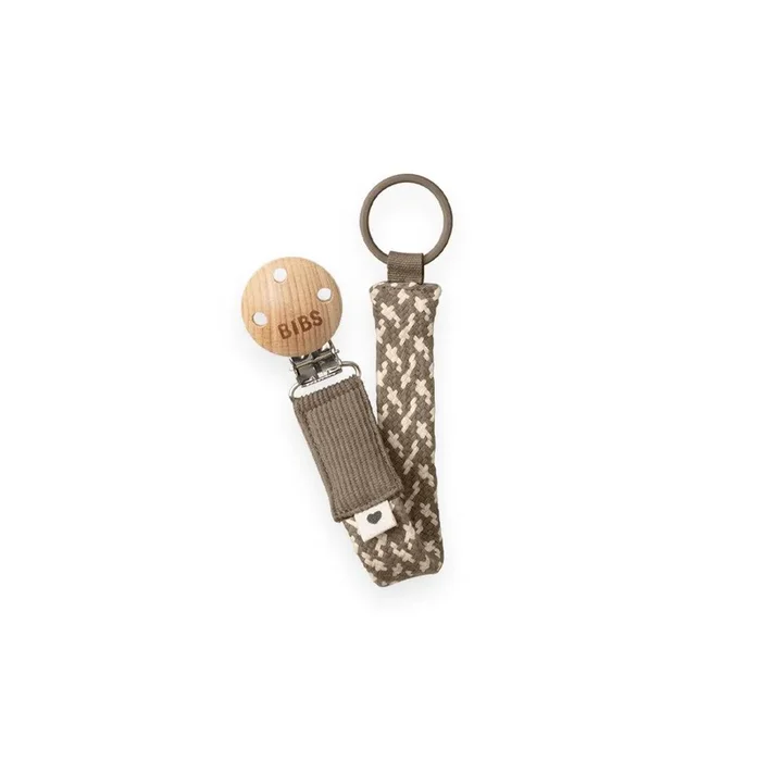 BIBS Paci Braid Pacifier Clip – Dark Oak + Vanilla