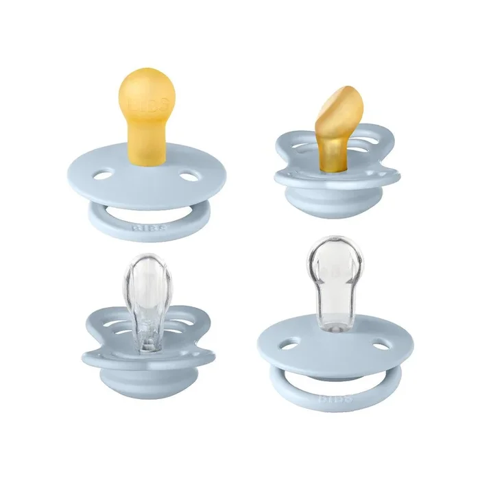 BIBS Try-It Mixed Pacifier Collection – Baby Blue – 4 Pack