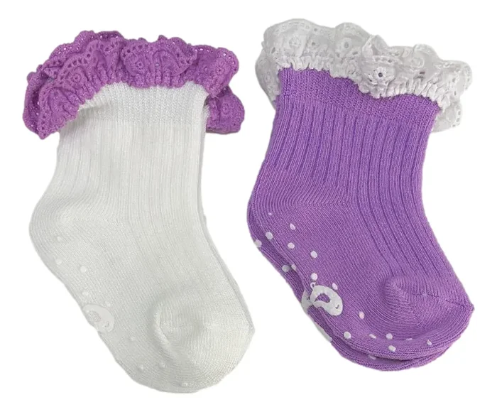 Birdie Ruffle Socks Set- Orchid/white