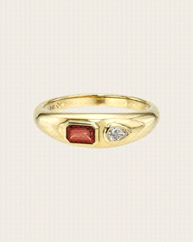 Birthstone And Diamond Dome Ring