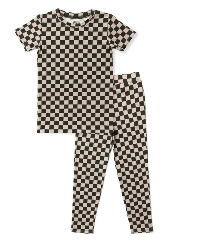 Black & Tan Checkered Two-piece Set