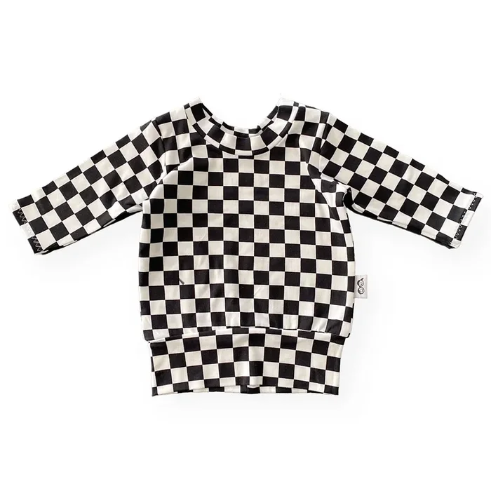 Black Retro Checkered Lounge Top