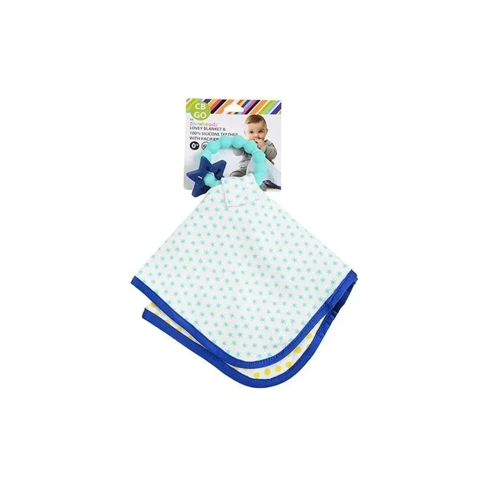 BLANKET&SILICONE TEETHER WITH PACIFIER ATTACHER
