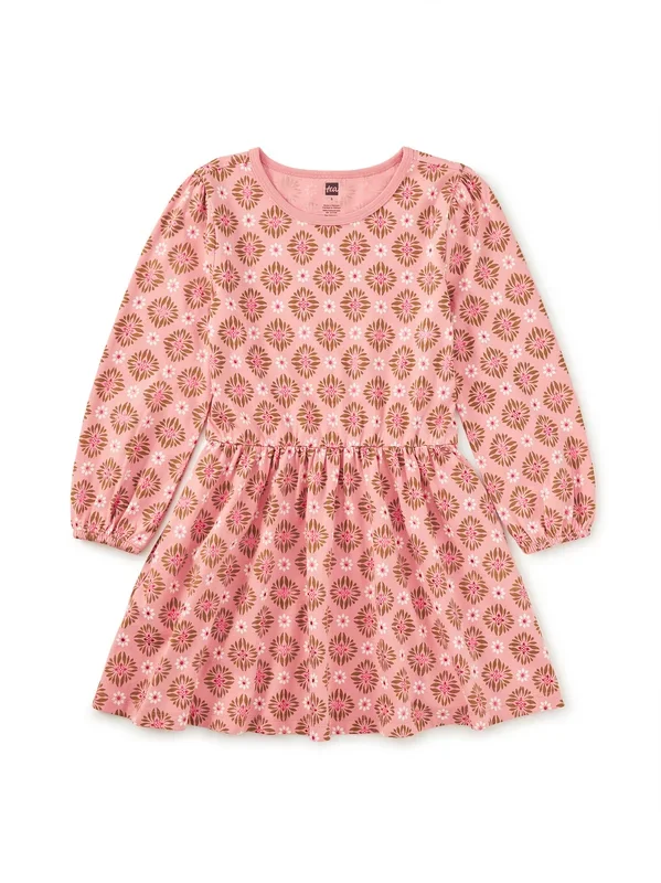 Blouson Sleeve Pocket Dress | Metallic Chrysanthemum