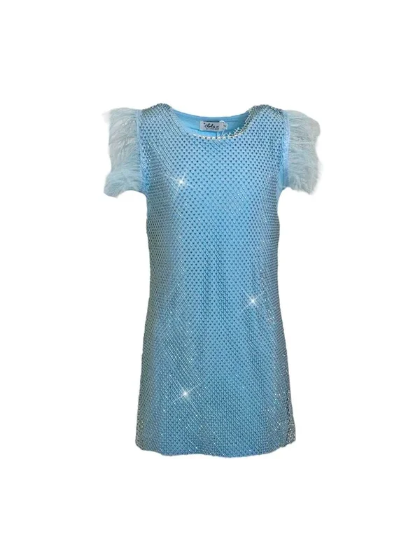 Blue Crystal Shimmer Feather Dress