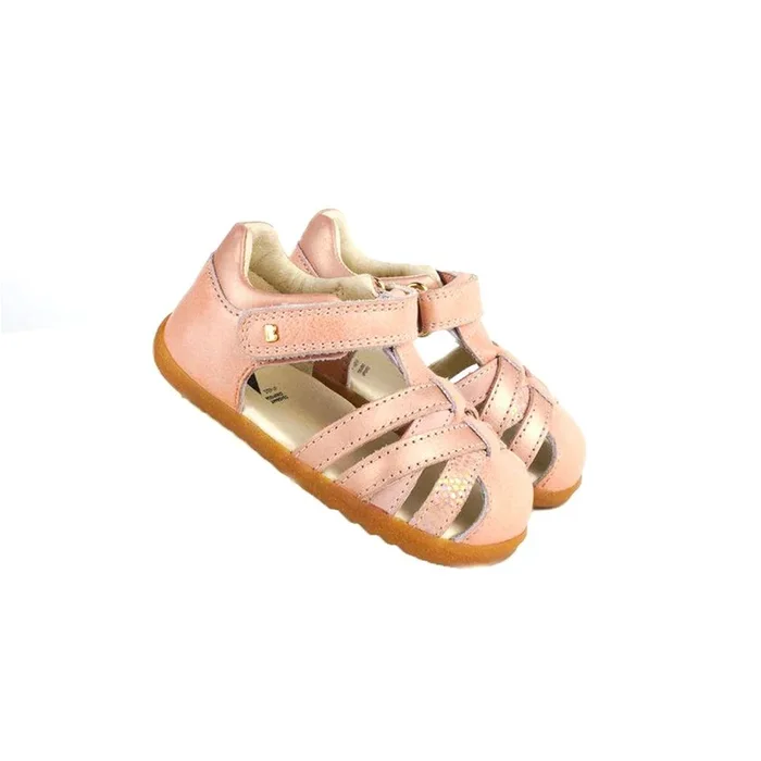 Bobux Step Up Cross Jump Sandals – Dusk Pearl + Rose Gold