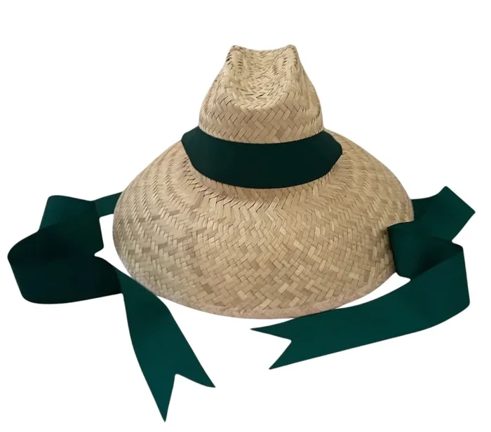 Bougainvillea Sun Hat – Long Dark Green Grosgrain Ribbon