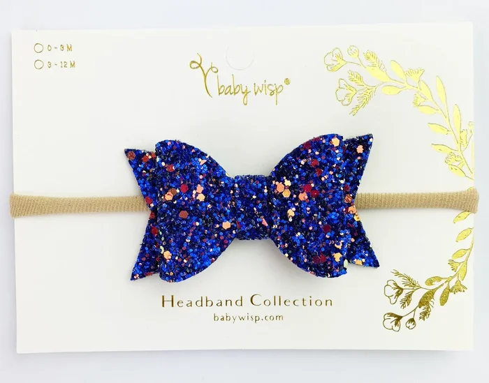 Bow Headband-Blue Glitter