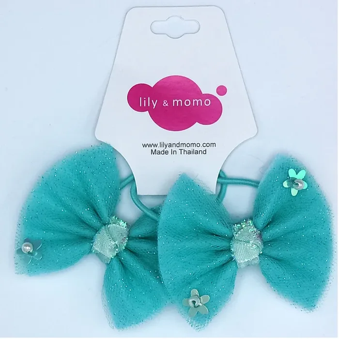 Bow Ponytail Holder – Aqua