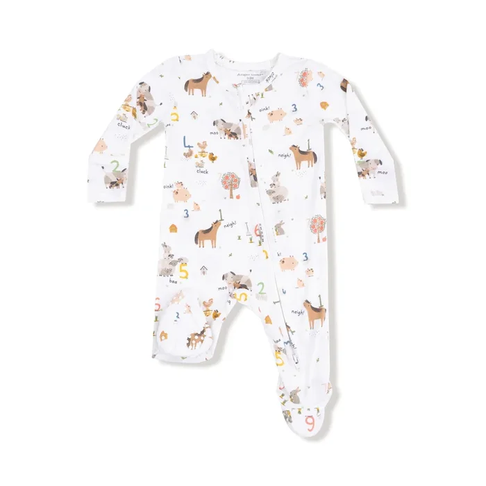 Boy 2-Way Zipper Footie | Farm Sounds