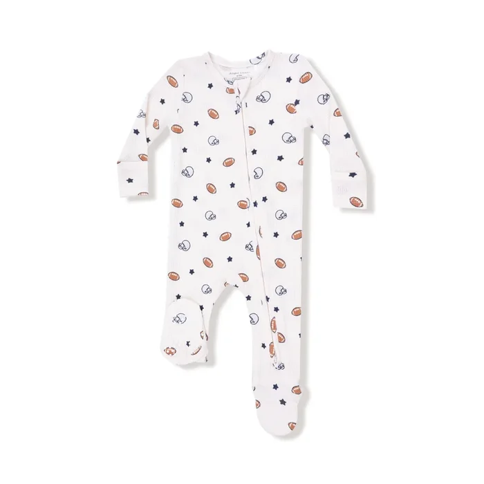 Boy 2-Way Zipper Footie | Footballs and Stars