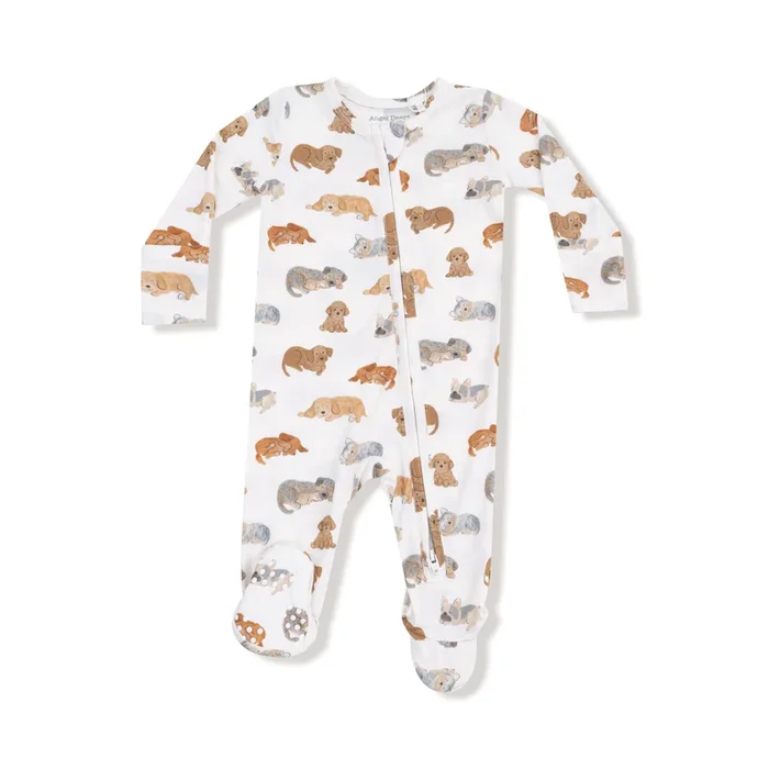Boy 2-Way Zipper Footie | Napping Puppies