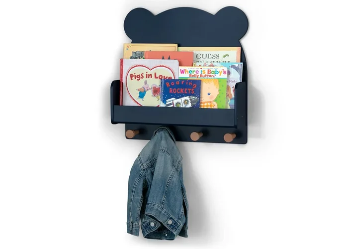 Brannan Bear Wall Shelf With 4 Hooks – Blue
