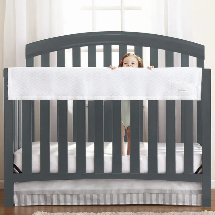 BreathableBaby Mesh Crib RailGuard Teething Cover for Full-Size Crib – Long Panel