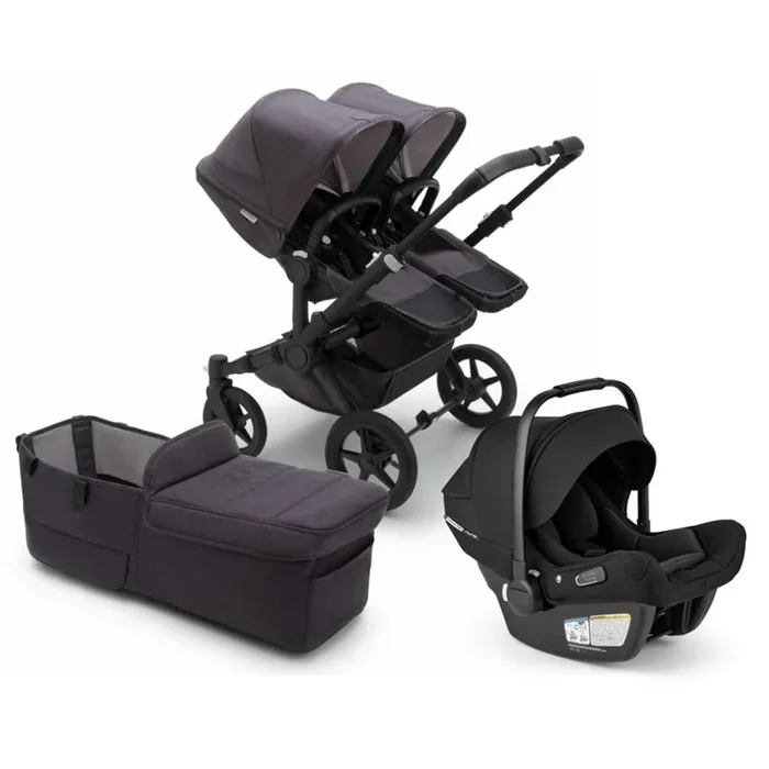 Bugaboo Donkey 5 Mineral Duo + Turtle Air Shield Travel System Bundle – Black / Washed Black / Black