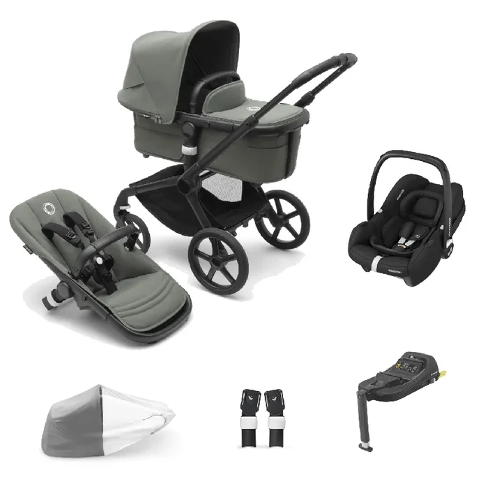 Bugaboo Fox 5, Cabriofix i-Size and Base Travel System – Black/Forest Green
