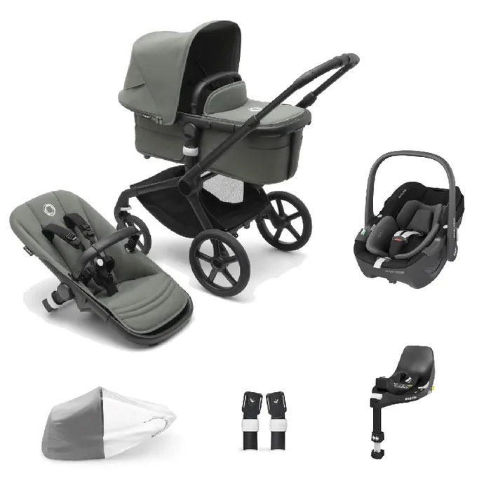 Bugaboo Fox 5, Pebble 360 and Base Travel System – Black/Forest Green