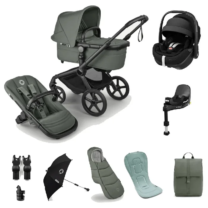 Bugaboo Fox 5 Renew Ultimate (Pebble 360 PRO2) Travel System – Black/Forest Green