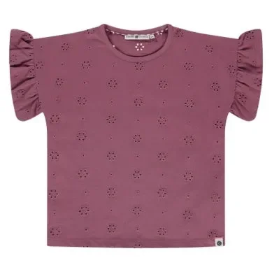 Burgundy Eyelet SS Shirt