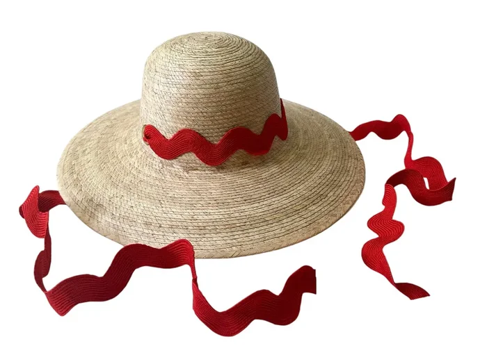 Buttercup Little Girl’s Hat – Red Ric-rac Ribbon