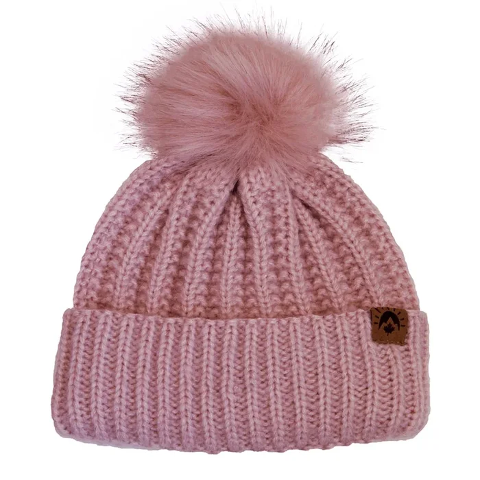 Calikids Knit Faux Fur Pom Pom Hat – Pink (9-24 Months)