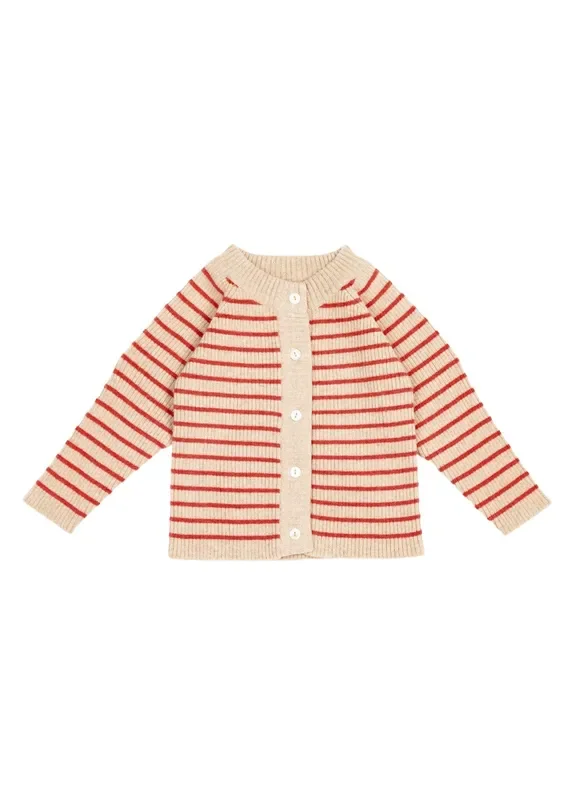 Cashmere Cardigan | Red/beige