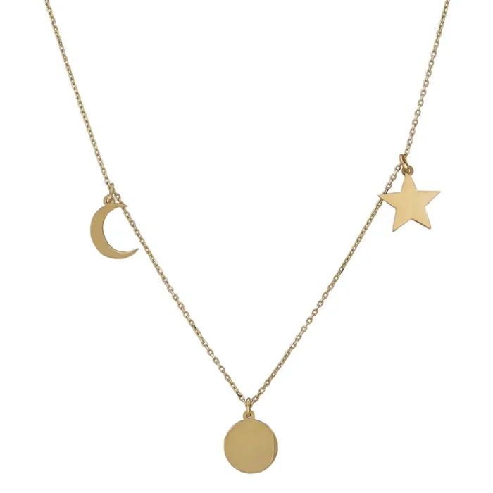 Celestial Solid Gold Necklace