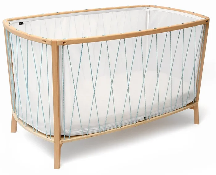 Charlie Crane KIMI Baby Bed with Organic Mattress – Aqua