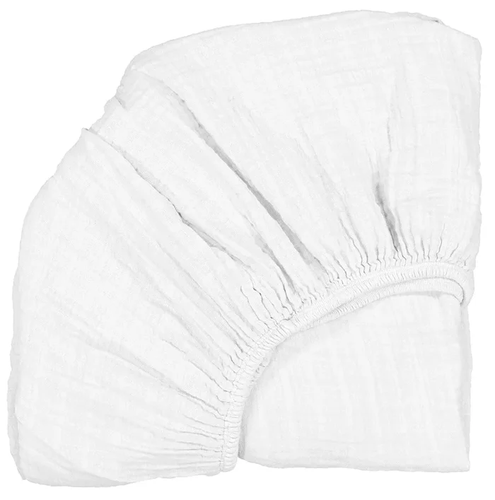 Charlie Crane Organic Fitted Sheet for KUMI Crib – White