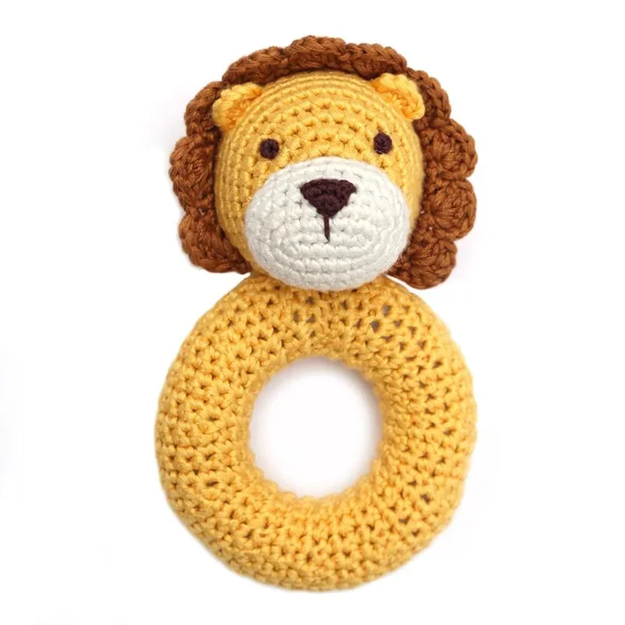 Cheengoo Ring Hand Crocheted Rattle – Lion
