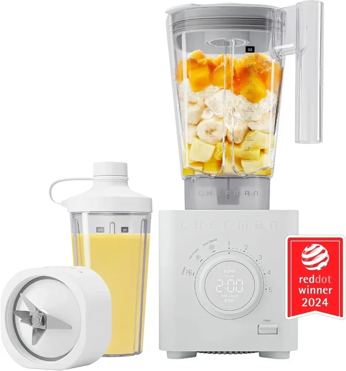 Chefman Obliterator 1380W Professional Blender with Auto Blend and 20oz Travel Jar – White