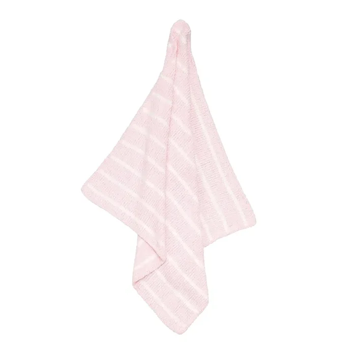 Chenille Blanket – Pretty Pink & Ivory Stripe