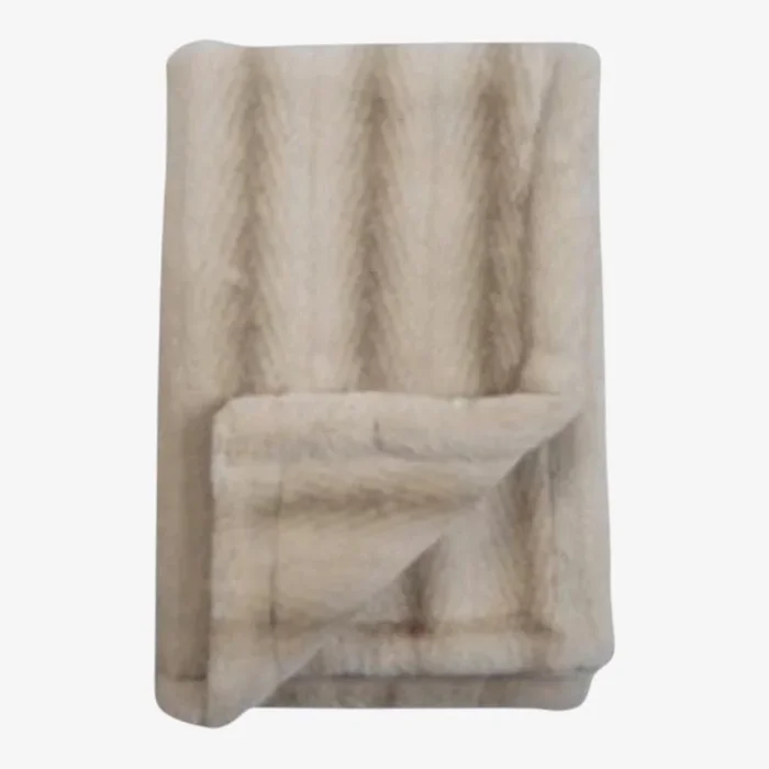 Chevron Plush Blanket – Beige